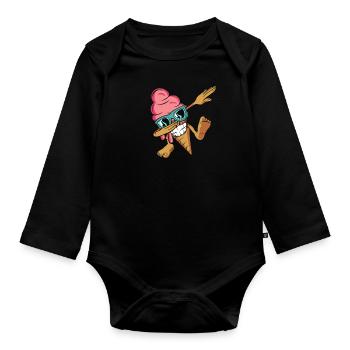 Dabbing sorbetière Gelato Frozen Dessert Ice - Body Bébé bio manches longues - noir - Devant