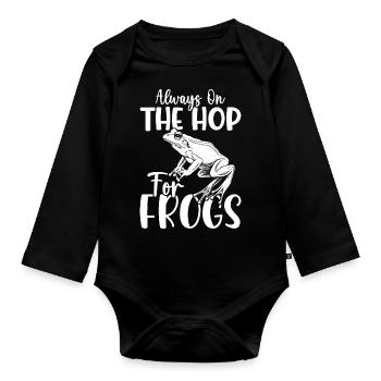 FroschfAlways On The Hop For Frogs Catching Advent - Baby Bio-Langarm-Body - Schwarz - Vorne