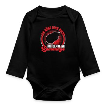 Lemming Vole I think of Lemming - Organic Longsleeve Baby Bodysuit - black - Front