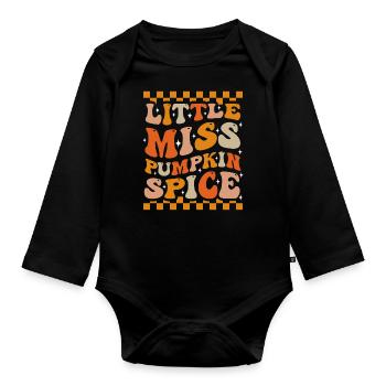 Little Miss Kürbisgewürz Groovy Herbst - Baby Bio-Langarm-Body - Schwarz - Vorne