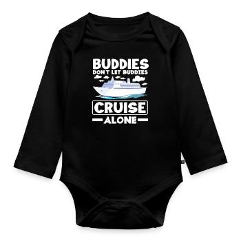 Croisière Dire Copains Croisière Seul - Body Bébé bio manches longues - noir - Devant