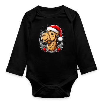 Kamel Weihnachten - Baby Bio-Langarm-Body - Schwarz - Vorne