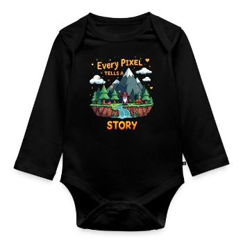 Chaque pixel raconte une histoire - Retro Gaming - Body Bébé bio manches longues - noir - Devant