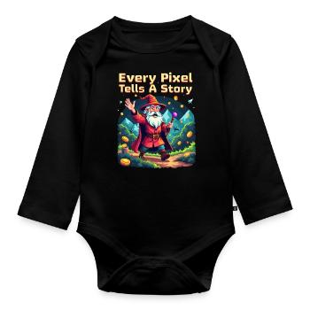 Chaque pixel raconte une histoire - Retro Gaming - Body Bébé bio manches longues - noir - Devant