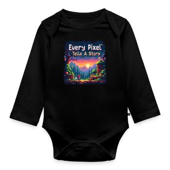 Chaque pixel raconte une histoire - Retro Gaming - Body Bébé bio manches longues - noir - Devant
