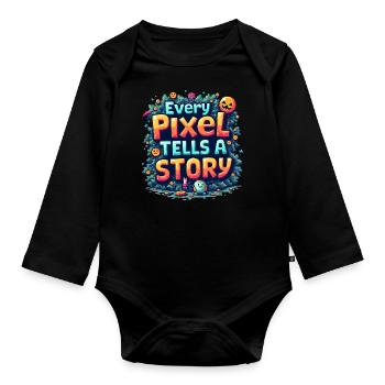 Chaque pixel raconte une histoire - Retro Gaming - Body Bébé bio manches longues - noir - Devant