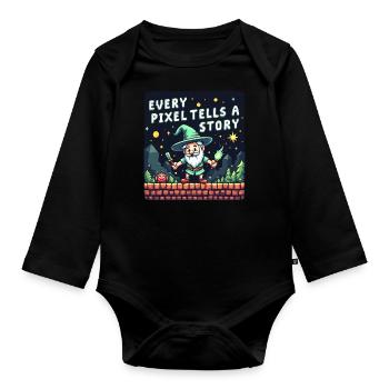 Chaque pixel raconte une histoire - Retro Gaming - Body Bébé bio manches longues - noir - Devant