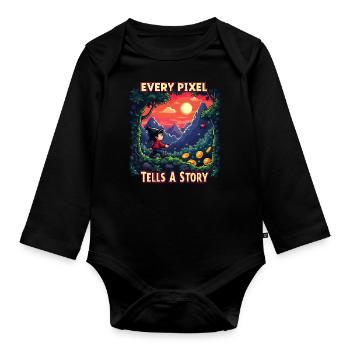 Chaque pixel raconte une histoire - Retro Gaming - Body Bébé bio manches longues - noir - Devant