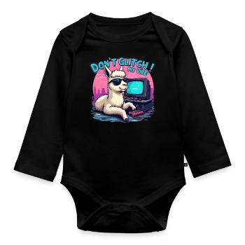 Don’t Glitch my Vibe - Alpaga Retro Gaming - Body Bébé bio manches longues - noir - Devant