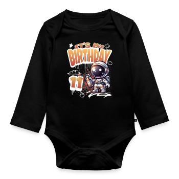 Graffiti astronaute 11e anniversaire - Body Bébé bio manches longues - noir - Devant