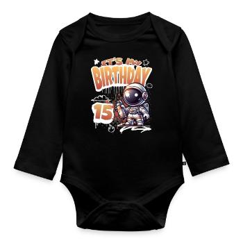 Graffiti astronaute 15e anniversaire - Body Bébé bio manches longues - noir - Devant
