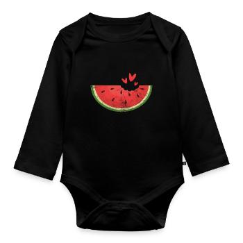 Wassermelone - Baby Bio-Langarm-Body - Schwarz - Vorne