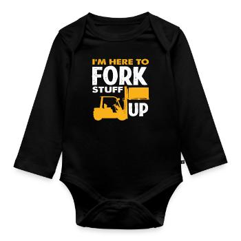 I'm here to pile things up - Organic Longsleeve Baby Bodysuit - black - Front