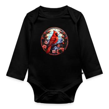 Rotkardinal Kardinal Vogel - Baby Bio-Langarm-Body - Schwarz - Vorne
