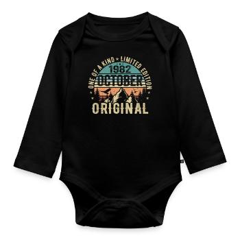 Oktober 1982 Geburtstagsgeschenk - Oktober 1982 - Baby Bio-Langarm-Body - Schwarz - Vorne