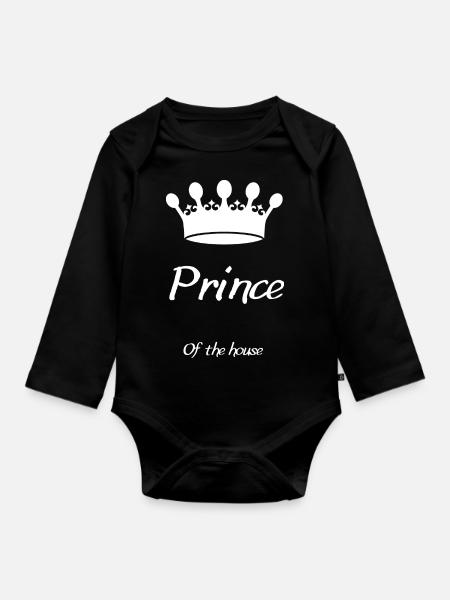 Der Prinz des Hauses - Royal Design for Kids - Baby Bio-Langarm-Body - Schwarz