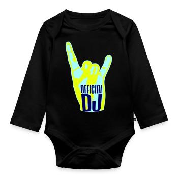 Official DJ Musik Heavy Metal Hörner Handgeste - Baby Bio-Langarm-Body - Schwarz - Vorne