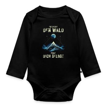 Discover the Forest - Nature Hiking Outdoor - Organic Longsleeve Baby Bodysuit - black - Front