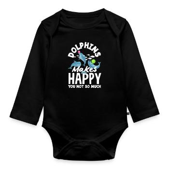 Delfine Machen Glücklich Du Nicht So Sehr - Baby Bio-Langarm-Body - Schwarz - Vorne