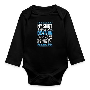 Ma chemise a un dauphin dessus - Body Bébé bio manches longues - noir - Devant