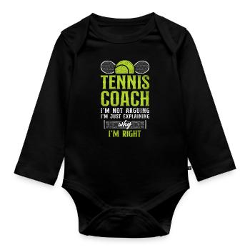 Funny Tennis Player Racket Tennis - Baby Bio-Langarm-Body - Schwarz - Vorne