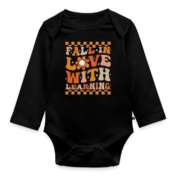 Tombez amoureux de l’apprentissage de l’automne groovy - Body Bébé bio manches longues - noir - Devant