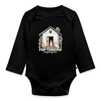 Animal Shelter Fur-tunately Employed Veterinarian - Organic Longsleeve Baby Bodysuit - black - Front