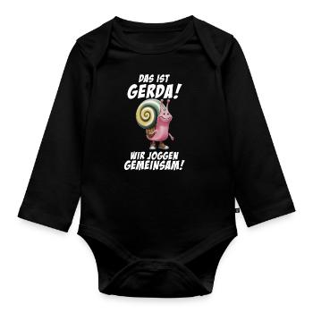 Funny Tshirt Humor Lazy Fun Sport Running Work - Organic Longsleeve Baby Bodysuit - black - Front