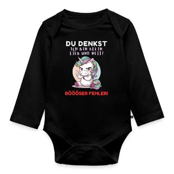 Licorne Tshirt Drôle Drôle Humour Femmes Mignon - Body Bébé bio manches longues - noir - Devant