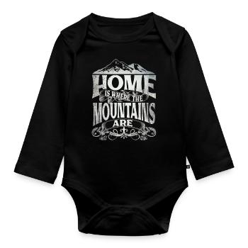 Home Is Where The Mountains Are - Organic Longsleeve Baby Bodysuit - black - Front