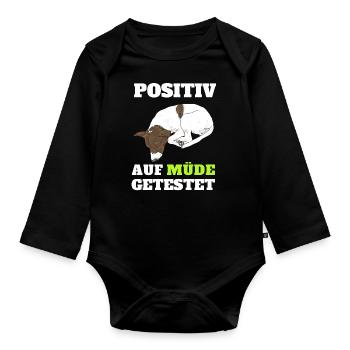 Lazy Tshirt Funny Funny Humor Sarcasm Tired - Organic Longsleeve Baby Bodysuit - black - Front