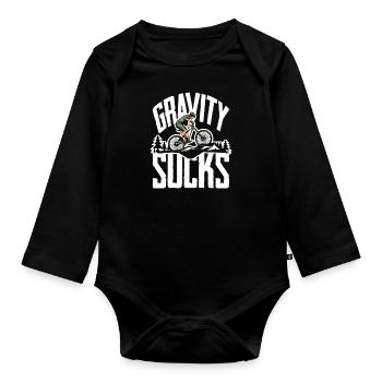 Mountain Biker Gravity Sucks MTB Adventure - Organic Longsleeve Baby Bodysuit - black - Front
