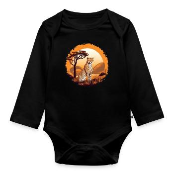 Gepard Cheetah - Organic Longsleeve Baby Bodysuit - black - Front