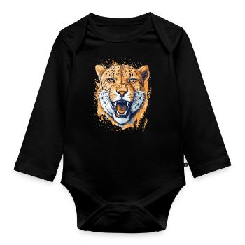 Cheetah Gepard - Organic Longsleeve Baby Bodysuit - black - Front