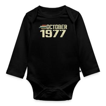 October 1977 - Geburtstag im Oktober 1977 - Baby Bio-Langarm-Body - Schwarz - Vorne