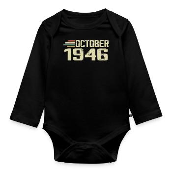 October 1946 - Geburtstag im Oktober 1946 - Baby Bio-Langarm-Body - Schwarz - Vorne