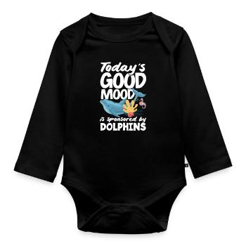 La bonne humeur du jour est sponsorisée par les dauphins - Body Bébé bio manches longues - noir - Devant