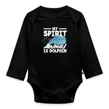 Mein Geisttier Ist Delfin - Baby Bio-Langarm-Body - Schwarz - Vorne