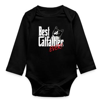 Chat Papa Meilleur Catfather Jamais Fou Chat Père Kitty - Body Bébé bio manches longues - noir - Devant