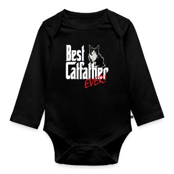 Chat Papa Meilleur Catfather Jamais Fou Chat Père Kitty - Body Bébé bio manches longues - noir - Devant