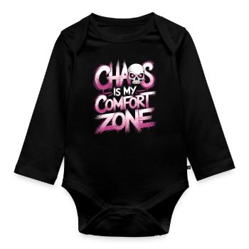 Chaos ist mein Wohlfühlbereich - Baby Bio-Langarm-Body - Schwarz - Vorne
