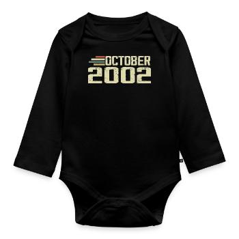 October 2002 - Geburtstag im Oktober 2002 - Baby Bio-Langarm-Body - Schwarz - Vorne