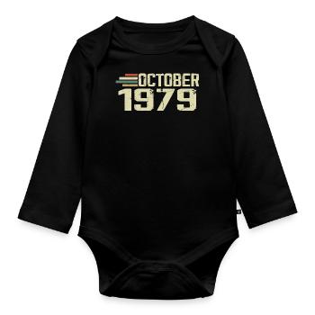 October 1979 - Geburtstag im Oktober 1979 - Baby Bio-Langarm-Body - Schwarz - Vorne