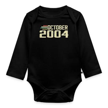 October 2004 - Geburtstag im Oktober 2004 - Baby Bio-Langarm-Body - Schwarz - Vorne