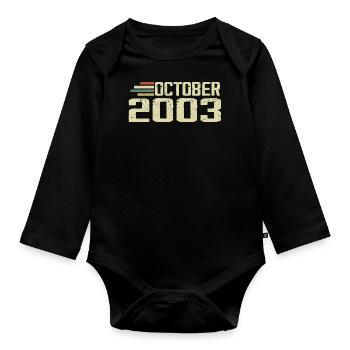 October 2003 - Geburtstag im Oktober 2003 - Baby Bio-Langarm-Body - Schwarz - Vorne
