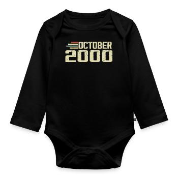 October 2000 - Birthday in October 2000 - Organic Longsleeve Baby Bodysuit - black - Front