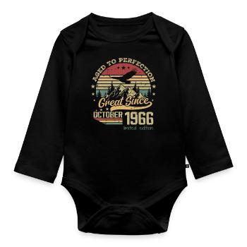 58 years old Aged to perfection born: October 1966 - Organic Longsleeve Baby Bodysuit - black - Front