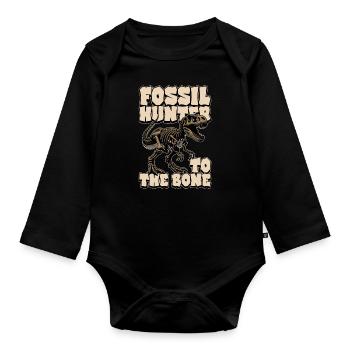 Fossil Hunter To The Bone Loves Fossil Collecting - Baby Bio-Langarm-Body - Schwarz - Vorne