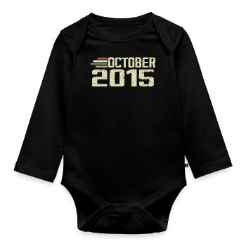October 2015 - Geburtstag im Oktober 2015 - Baby Bio-Langarm-Body - Schwarz - Vorne