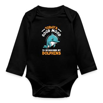 La bonne humeur du jour sponsorisée par les dauphins - Body Bébé bio manches longues - noir - Devant